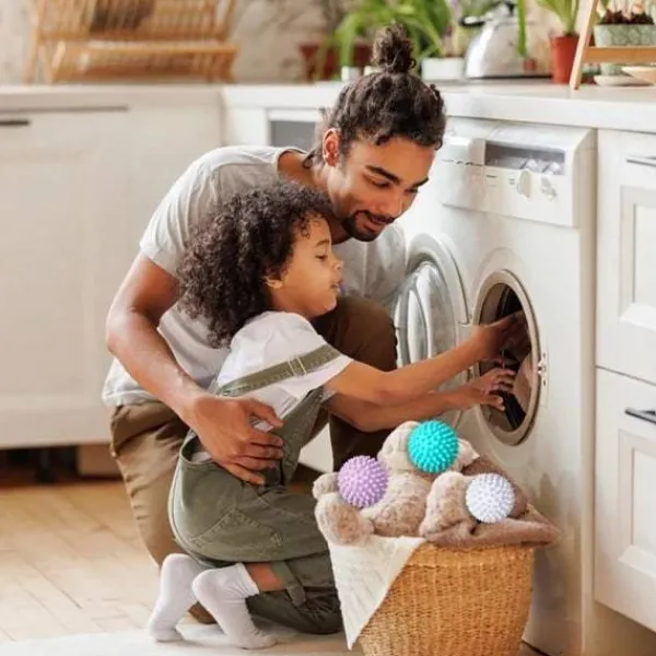Torktumlare-2-pack torkbollar återanvändbara tvättmaskinsbollar flerfärgade en storlek