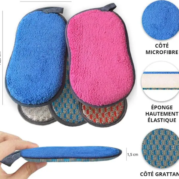 Xuigort Svampar & Dukar-4-pack tvättbara svampar - Återanvändbara disktrasor - Antibakteriella mikrofibersvampar