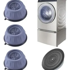 Tvättillbehör-4-pack Tvättmaskinsfötter med gummikuddar, antivibrationsfötter kompatibla med de flesta tvättmaskiner och torktumlare