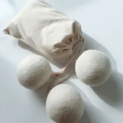 Tvättillbehör-6-pack ull torkbollar, organiskt naturligt ull för tvätt, mjukgörande tyg - antistatisk, luddfri, luktfri och återanvändbar