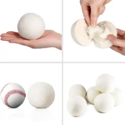 Tvättillbehör-6-pack ull torkbollar, organiskt naturligt ull för tvätt, mjukgörande tyg - antistatisk, luddfri, luktfri och återanvändbar