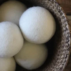 Tvättillbehör-6-pack ull torkbollar, organiskt naturligt ull för tvätt, mjukgörande tyg - antistatisk, luddfri, luktfri och återanvändbar