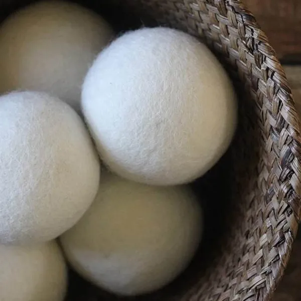 Tvättillbehör-6-pack ull torkbollar, organiskt naturligt ull för tvätt, mjukgörande tyg - antistatisk, luddfri, luktfri och återanvändbar
