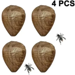 Skadedjur & Insekter-4-pack Vattentäta Getingbo Attrapp Hängande Getingskrämmare Falskt Tyg Getingbo Giftfria Bi Attrapp Avskräckande för Hem och Trädgård Utomhus Brun