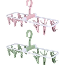 Tvättillbehör-2-pack vindtäta klädstreck underkläder hängare resehängare hopfällbar hängare för strumpor underkläder och kläder