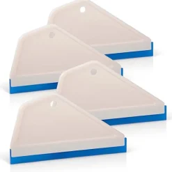 Fönsterrengöring-4-pack Vit Automatisk Hemkök Badrum Duschraka Handraka Fönster Torkare Spegel Torkare med Blå Silikon Vattenblad