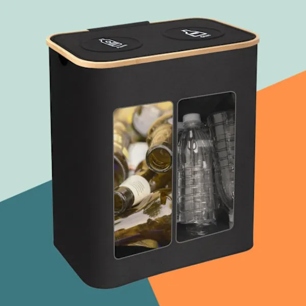 Northix Soptunnor-Pantbehållare för återvinning av flaskor, 2 sektioner, 60–100 flaskor
