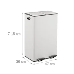 Northix Soptunnor-Pedalbehållare med dubbla fack, 2x 30L kapacitet