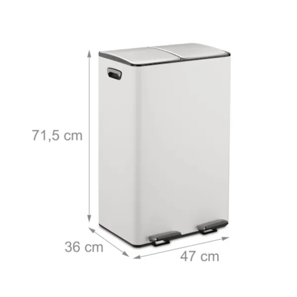 Northix Soptunnor-Pedalbehållare med dubbla fack, 2x 30L kapacitet