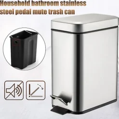 Soptunnor-Pedalhink Hushållssoptunna Tyst Rostfritt Stål Köksavfallshink Med Innerhink