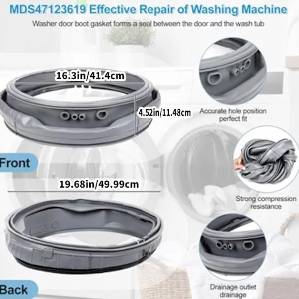 unbranded Tvättmaskiner-Permanent Gummitätning för Tvättmaskinsdörr för Aktuella Frontmatade Tvättmaskiner Världen Över