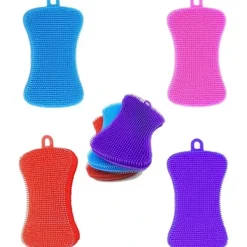 Svampar & Dukar-{PL} Skrubber Silikonsvamp Multifunktionell Silikon Skrubbdyna Diskborste Badrum Frukt Grönsaksskrubber Kökstillbehör 4 st