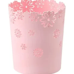 FMYSJ Soptunnor-Plastavfallskorg ihålig blomster papperskorg rund lockless soptunna behållare rosa behållare-mxbc (FMY)