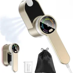 Ångtvättar-[PL】Rese Mini Steamer Portabel LED Klädångare - 6 Smarta Lägen - 9s Express Uppvärmning - 1200w Klädångare - Guld