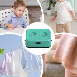 Torktumlare-Portabel Elektrisk Torktumlare 600W för Resor, Lägenhet, Husbil, Hem, med Förvaringsväska (Blå)