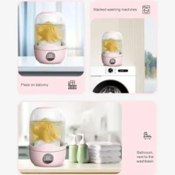 EASTVAPS Tvättmaskiner-Portabel Mini Tvättmaskin, Automatisk Tvättrengörare med Uppladdningsbart Batteri