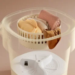 INF Tvättmaskiner-Portabel Vikbar Tvättmaskin med Blått Ljus, 6L Kapacitet, Extern Dränering, Avtagbart Lock