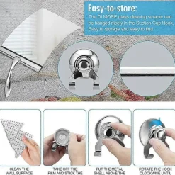 DAO Fönsterrengöring-Premium Skrapa i rostfritt stål för duschdörrar, badrum och bilglas, allrengöringsmedel Gl [DB]