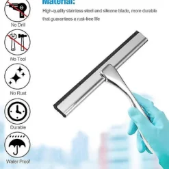 C Fönsterrengöring-Premium Skrapa i Rostfritt Stål för Dushdörrar, Badrum oh Bilglas, Allrengöringsmedel Gl []