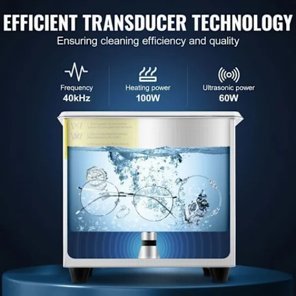 DUOKU Städmaskiner-Professionell Ultrasonisk Tvättmaskin--0.3L-Smyckstvätt med Digital Timer Värme-Rostfritt Stål-40kHz