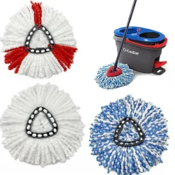 Städmoppar-Qazx 2st rött utbytesmopphuvud, universal 360 mikrofiberspinnmopp för golvrengöring Asdf (vit Mop Replacement Heads