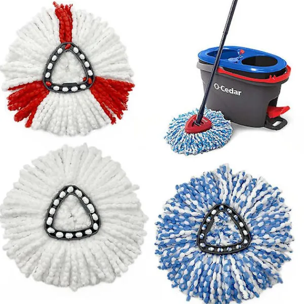 Städmoppar-Qazx 2st rött utbytesmopphuvud, universal 360 mikrofiberspinnmopp för golvrengöring Asdf (vit Mop Replacement Heads