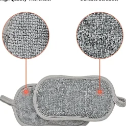 Svampar & Dukar-QD-Disksvampar, 6 dubbelsidiga, icke-repor skrubbdukar, den antibakteriella mikrofibersvampen i köket rengör effektivt allt