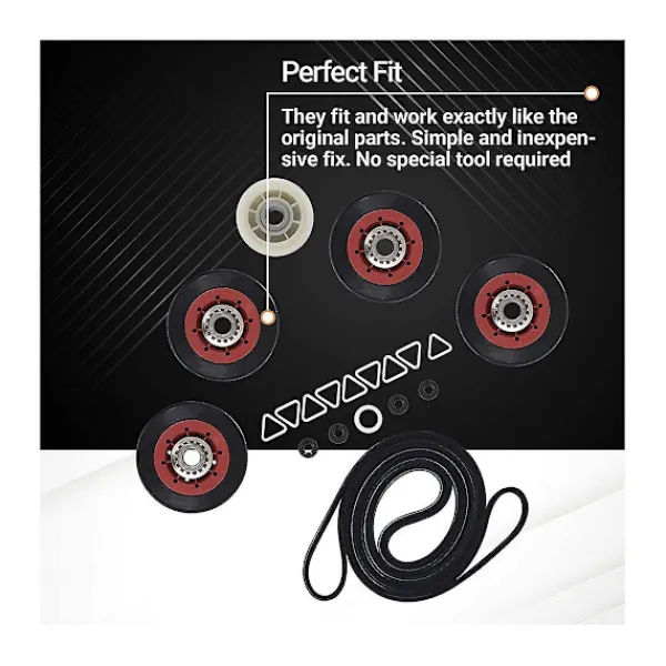 Crowned Torktumlare-4392067rc 27" torktumlare reparationskit för Wpw10314173 trumma 661570v rem 279640 spännrulle reparationskit