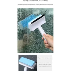 JIUSAIRUI Fönsterrengöring-Rengöringsborste för fönsterglas Dubbelsidig svamptorkare 18*11.5*4,.5cm