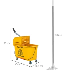 Northio Städmaskiner-Rengöringsvagn med hjul, 20L Kapacitet, Gul