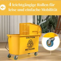 Northio Städmaskiner-Rengöringsvagn med hjul, 20L Kapacitet, Gul