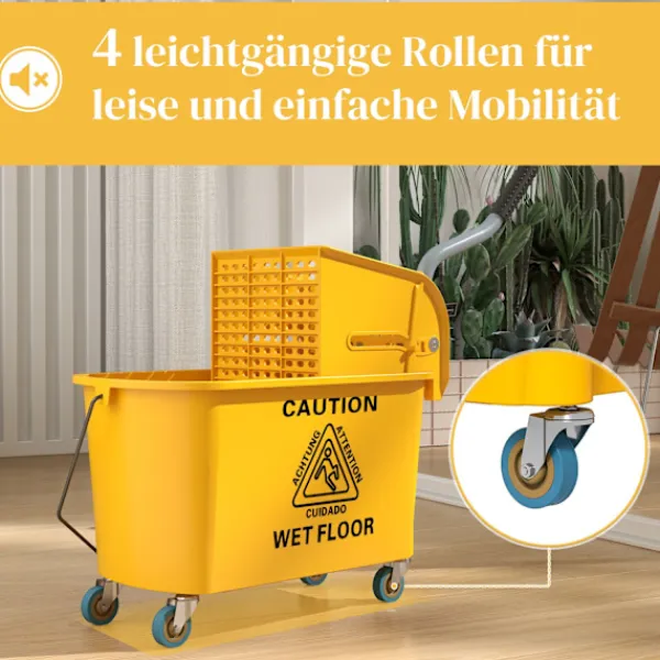 Northio Städmaskiner-Rengöringsvagn med hjul, 20L Kapacitet, Gul