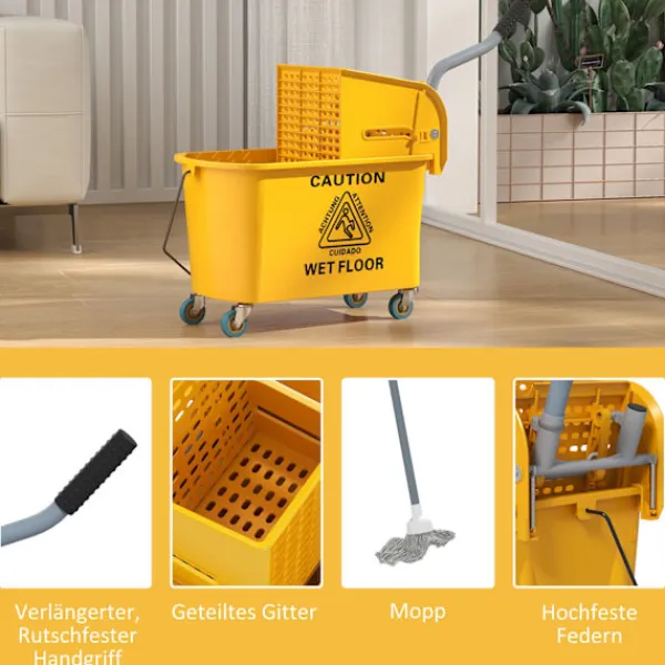 Northio Städmaskiner-Rengöringsvagn med hjul, 20L Kapacitet, Gul