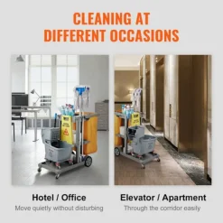 DUOKU Städmaskiner-Rengöringsvagn--Handräkningsvagn för kommersiellt bruk med 3 hyllor-Kapacitet 200 lb-Plaststädvagn
