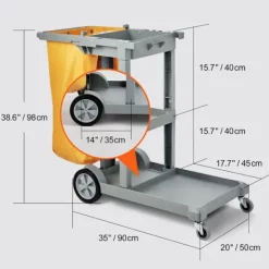 DUOKU Städmaskiner-Rengöringsvagn--Handräkningsvagn för kommersiellt bruk med 3 hyllor-Kapacitet 200 lb-Plaststädvagn