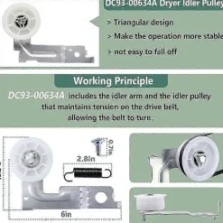 Torktumlare-Reparationssats för torktumlare inkluderar DC97-16782A torkvals, DC93-00634A spännrulle, 6602-001655 D