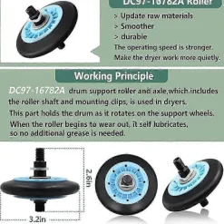 Torktumlare-Reparationssats för torktumlare inkluderar DC97-16782A torkvals, DC93-00634A spännrulle, 6602-001655 D