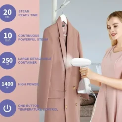 Ångtvättar-Resesånggenerator 1400W Bärbar Resekläder Strykjärn med 250ml Vattentank, Idealisk för Hem och Resor Resesånggenerator Vit