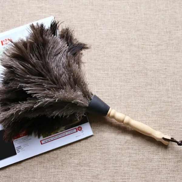 Svampar & Dukar-Reusable Ostrich Feather Duster with Anti-Static Wooden Handle