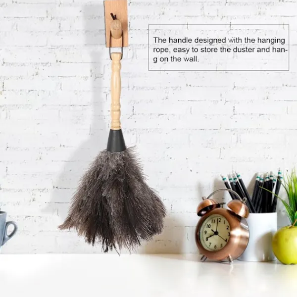 Svampar & Dukar-Reusable Ostrich Feather Duster with Anti-Static Wooden Handle