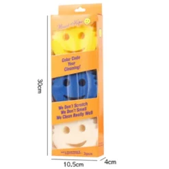 Svampar & Dukar-Rolig Skrubbdisk Tråkigt Ansikte, Fläck- och Luktborttagande Honungskakssvamp, Hållbar Rengöringsduk för Hemmakök, Plastsvamp (Set med 3) | Fyndiq