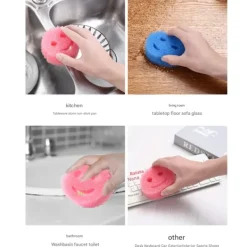 Svampar & Dukar-Rolig Skrubbdisk Tråkigt Ansikte, Fläck- och Luktborttagande Honungskakssvamp, Hållbar Rengöringsduk för Hemmakök, Plastsvamp (Set med 3) | Fyndiq