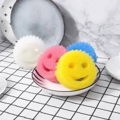 Svampar & Dukar-Rolig Skrubbdisk Tråkigt Ansikte, Fläck- och Luktborttagande Honungskakssvamp, Hållbar Rengöringsduk för Hemmakök, Plastsvamp (Set med 3) | Fyndiq