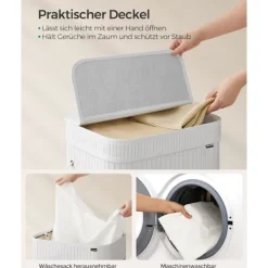 Rootz Living Tvättillbehör-Rootz Bamboo Klädkorg - Tvättkorg - Tvättorganisator - Lättvikt - 31,5 cm x 42,5 cm x 61 cm