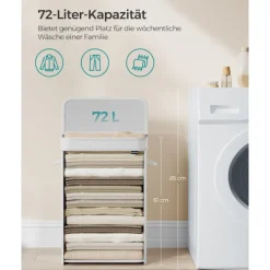 Rootz Living Tvättillbehör-Rootz Bamboo Klädkorg - Tvättkorg - Tvättorganisator - Lättvikt - 31,5 cm x 42,5 cm x 61 cm