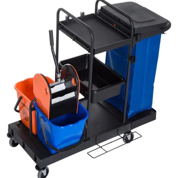 Rootz Living Städmaskiner-Rootz rengöringsvagn - svart, blå, orange - metall, PP, tyg - 43