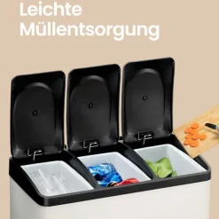 Rootz Living Soptunnor-Rootz -skräpseparationssystem - avfallsbink - Kökskål - 45L Kapacitet - Stål och plast - 60,5 x 40,5 x 48,5 cm