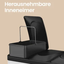 Rootz Living Soptunnor-Rootz -skräpseparationssystem - avfallsbink - Kökskål - 45L Kapacitet - Stål och plast - 60,5 x 40,5 x 48,5 cm