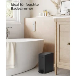 Rootz Living Soptunnor-Rootz Steel Cosmetic Bin - Svart färg - Pedal Bin - 5 liters kapacitet - 29,9 cm x 14,4 cm x 29 cm - Elegant design - Miljövänlig