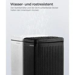 Rootz Living Soptunnor-Rootz Steel Cosmetic Bin - Sminkhållare - PP-plasthink - 10 liters kapacitet - 33,5 cm x 16,8 cm x 34,5 cm - Bläck svart